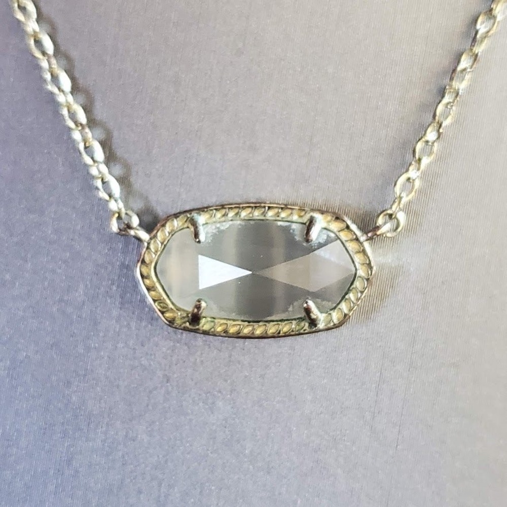 Kendra Scott Elisa Gold Tone Dichroic Glass Iridescent Pendant Necklace